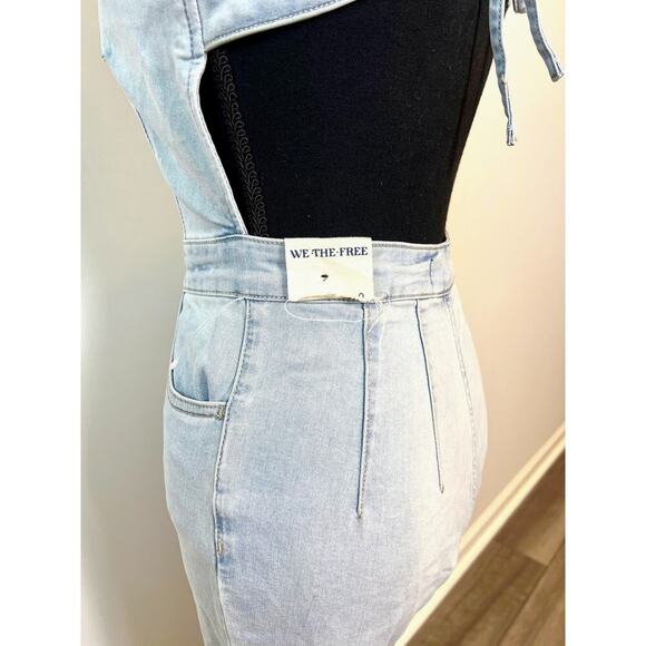 Free People We The Free CRVY 2nd Ave One Piece Jean Jumpsuit Size 0 Blue Denim - Picture 6 of 6